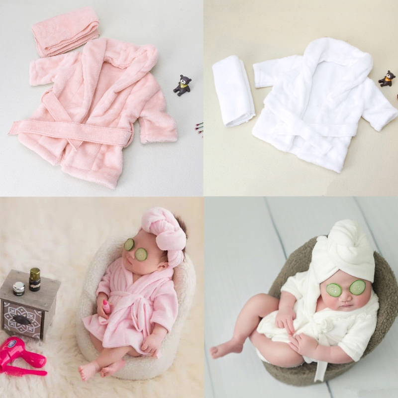 Pasgeboren Nachtjapon Fotografie Props Kleding Badjassen Wrap Geboren Fotoshoot Accessoires Baby Meisje Pyjama