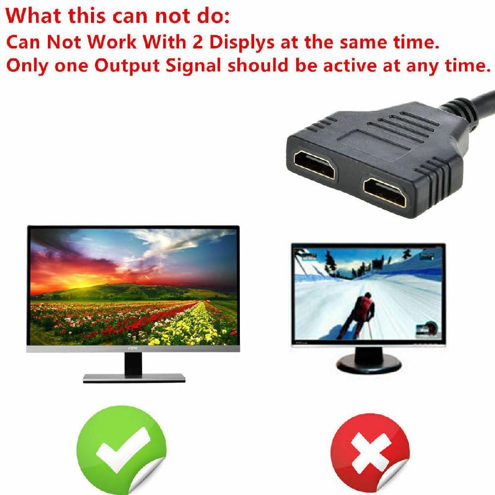 1080P HDMI Splitter Male to Female Cable Adapter Converter HDTV 1 Input 2 Output 2-port HDMI Switch