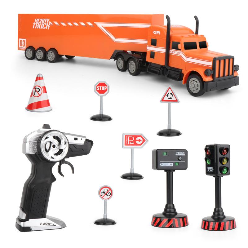 RCtown – camion-remorque télécommandé 2.4G 1/16, jouet de Simulation de Transport, modèle de voiture de garçon