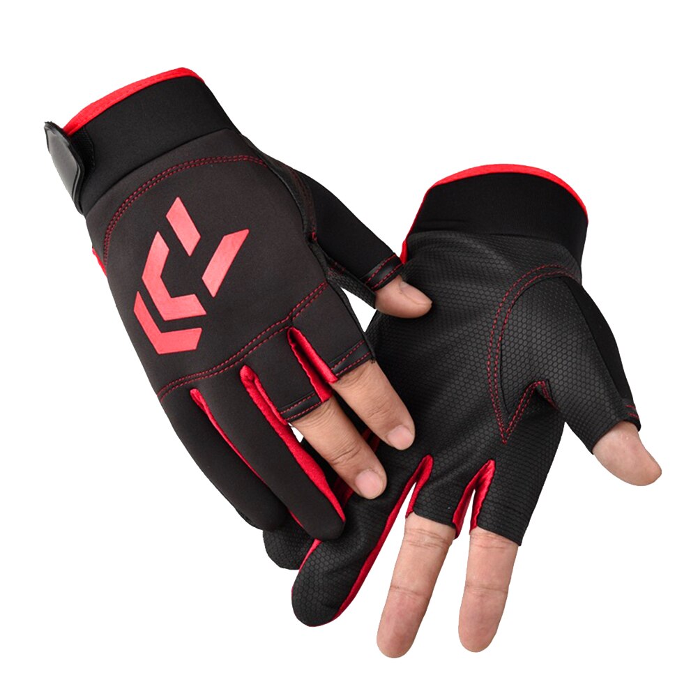 Gants de pêche universels à motif de flèche coupée à 3 doigts, protection solaire respirante pour l&#39;extérieur, gants antidérapants, équipement de pêche: Black