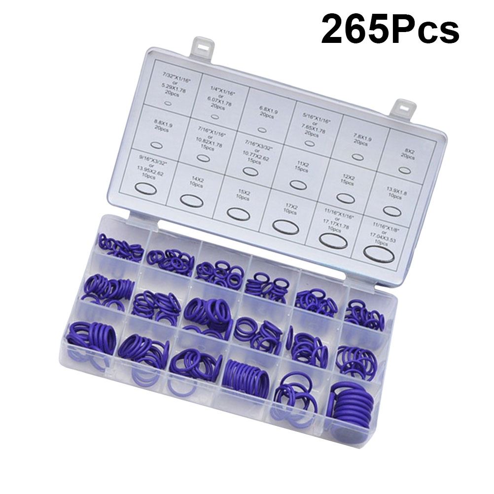265pcs O Sealing Ring Car Air Conditioning Sealing Ring Auto Air Conditioning Repair Tool Rubber Insulation Gasket for Home Car