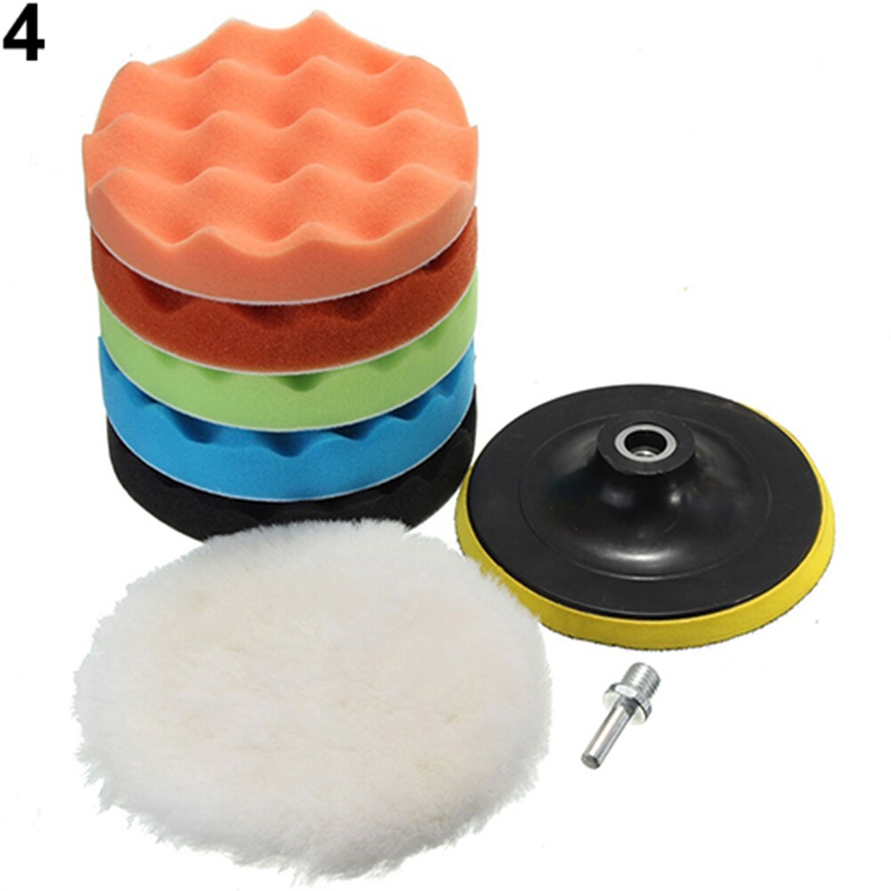 7 Pcs 3/5/6/7 Inch Polishing Waxing Buffing Pad Sponge Pad Hand Tool Kit Set for Car Compound Polishing Thread Abrasive Tools