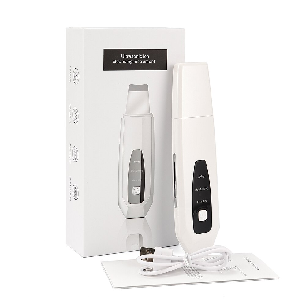 USB Ultrasonic Ion Skin Scrubber Deep Face Pore Cleaning Machine Ultrasound Facial Peeling Exfoliating Device Remove Blackhead