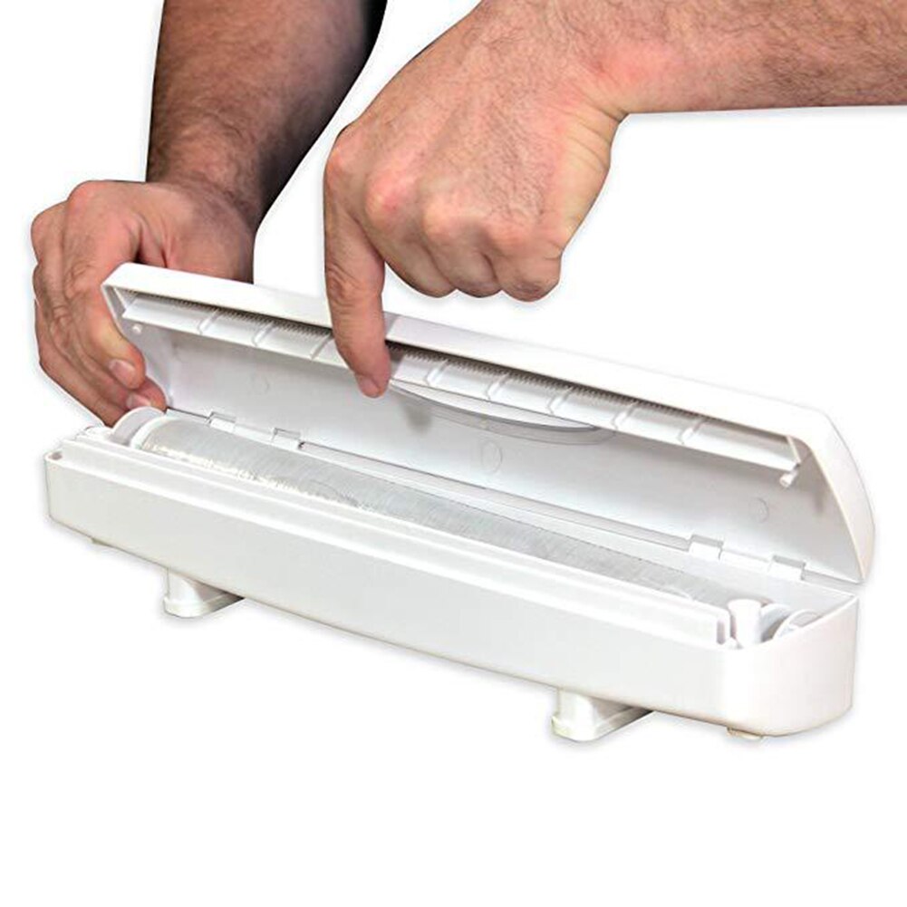 Food Wrap Dispenser Cutter Foil Cling Film Wrap Cutting Box Dispenser Plastic Sharp Cutter Storage Holder Kitchen Tool