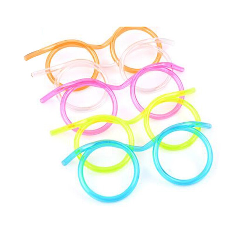 1pcs Funny Soft Plastic Glasses Straw Unique Flexible Drinking Tube Kids Party Bar Accessories Beer Colorful Homebrew
