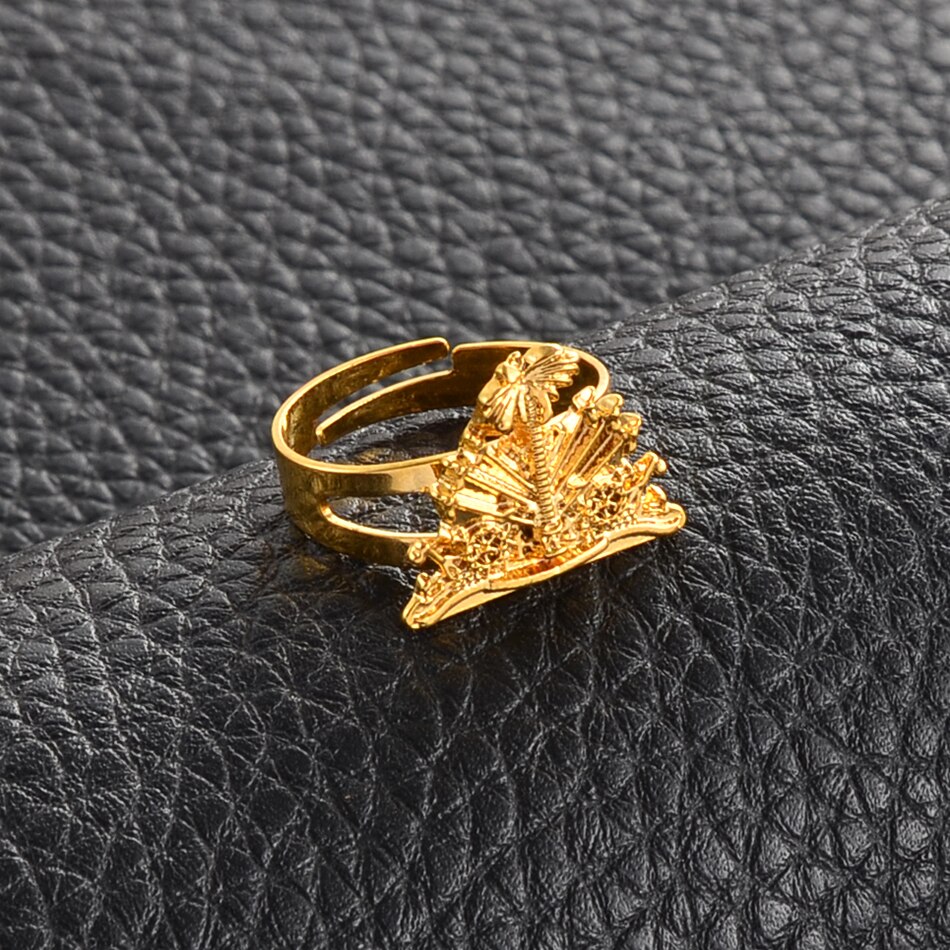 Anniyo Haïti Ringen Voor Vrouwen Meisjes Mannen Gouden Kleur Haïtiaanse Ring Resizable Ayiti Etnische Ornamenten #242806