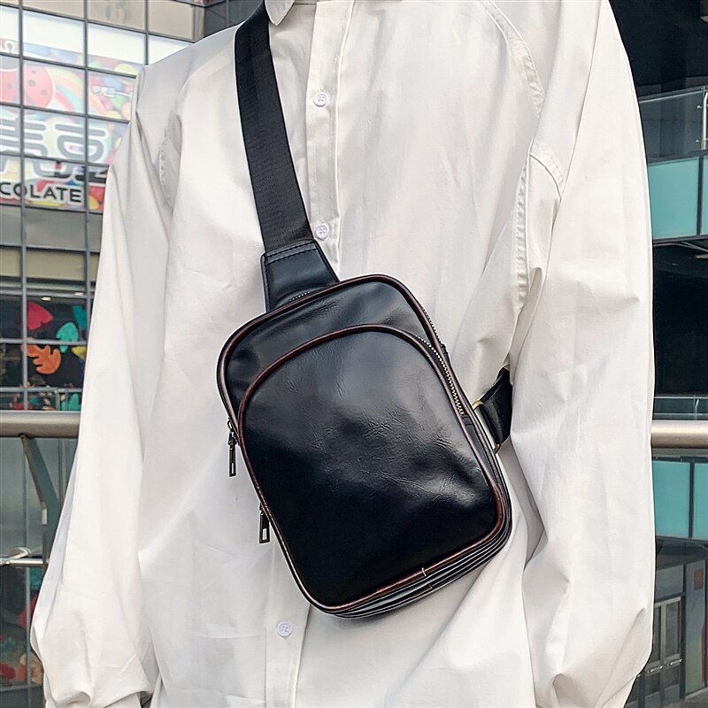 Bolso de pecho de Pu de cara suave, bandolera de coreana, bolsa de hombro para parejas, bolsa deportiva