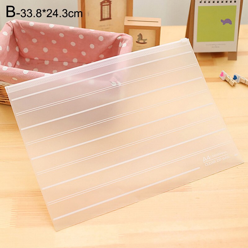 Transparent PVC A4 A5 File Folder Desk Document Organizer Bag Office School Pencil Storage Case Stationery Supplies Stationery: 33.8x24.3cm