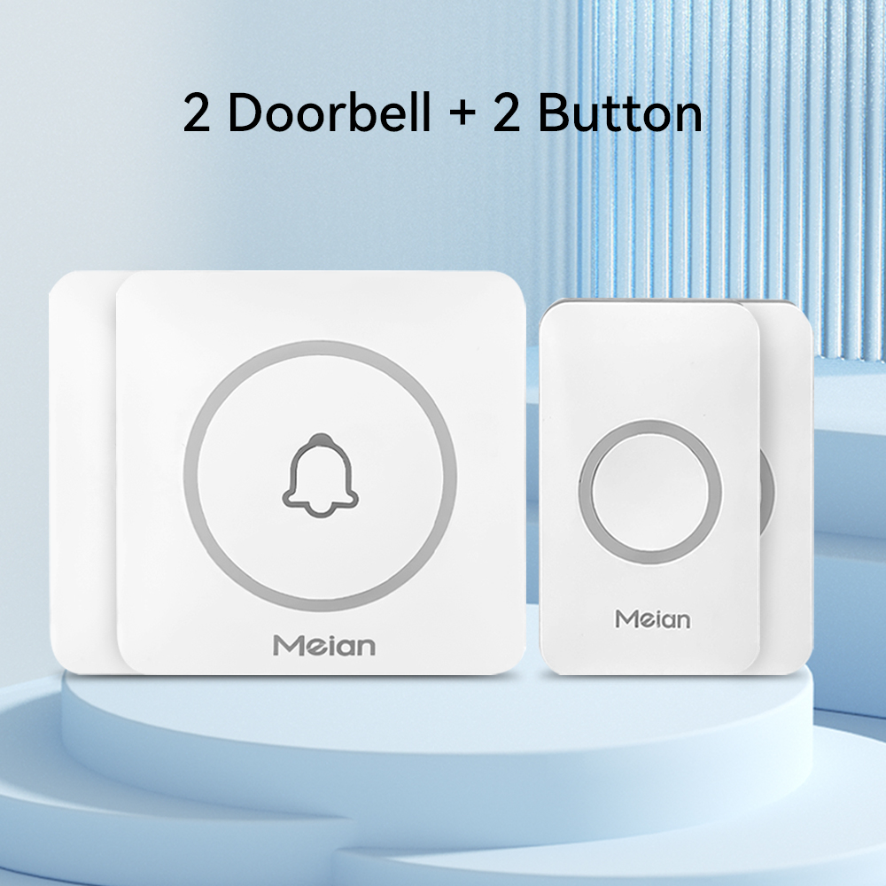 Meian-sonnette sans fil extérieure, sonnette de bienvenue pour maison intelligente, sonnette de porte étanche IP65, Kit de carillon, sonnerie 60, alarme Flash LED: Rose / Prise anglaise