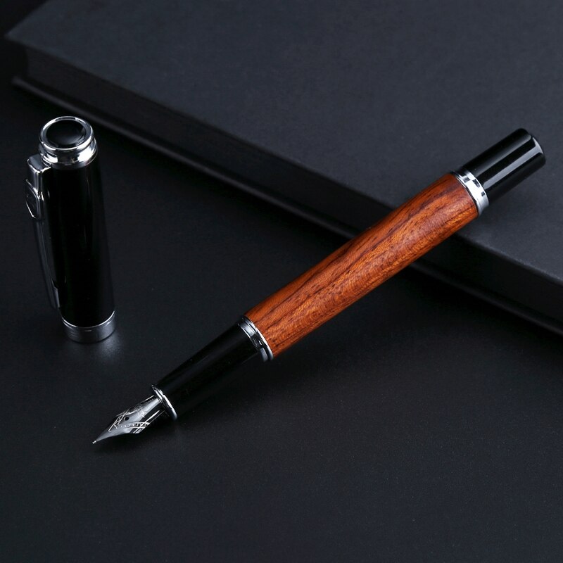 Vintage Style Pear Wood Barrel Fountain Pen 0.5mm Nib Business Office 090F