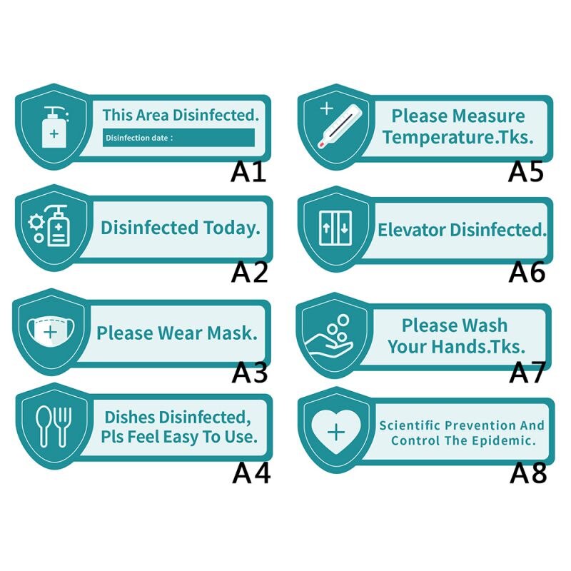 2pc Restaurant School Office Warning Sign Shop Welcome Sign Disinfected Sign Acrylic Signage Stickers Prevention Tips Sign