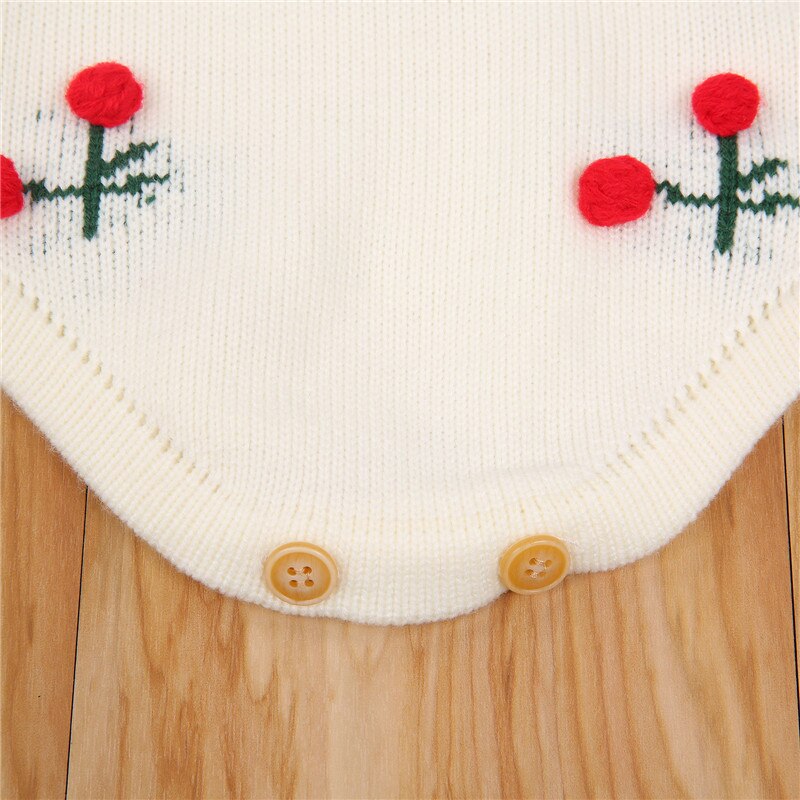 Swetry dziewczynka ubrania jesień dziecko romper boże narodzenie wiśnia sweter z dzianiny romper dzianina свитер кофты для девушек