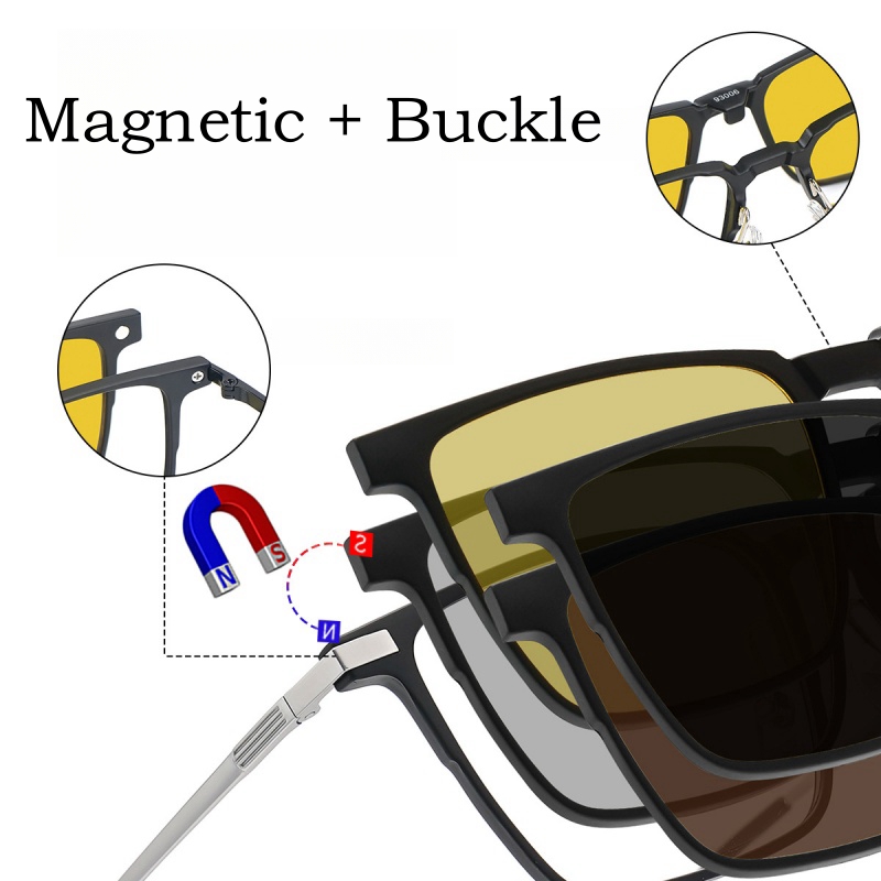 YIMARUILI gafas con Clip magnéticas polarizadas ultraligeras para hombres y mujeres TR90 monturas de gafas graduadas ópticas de titanio puro