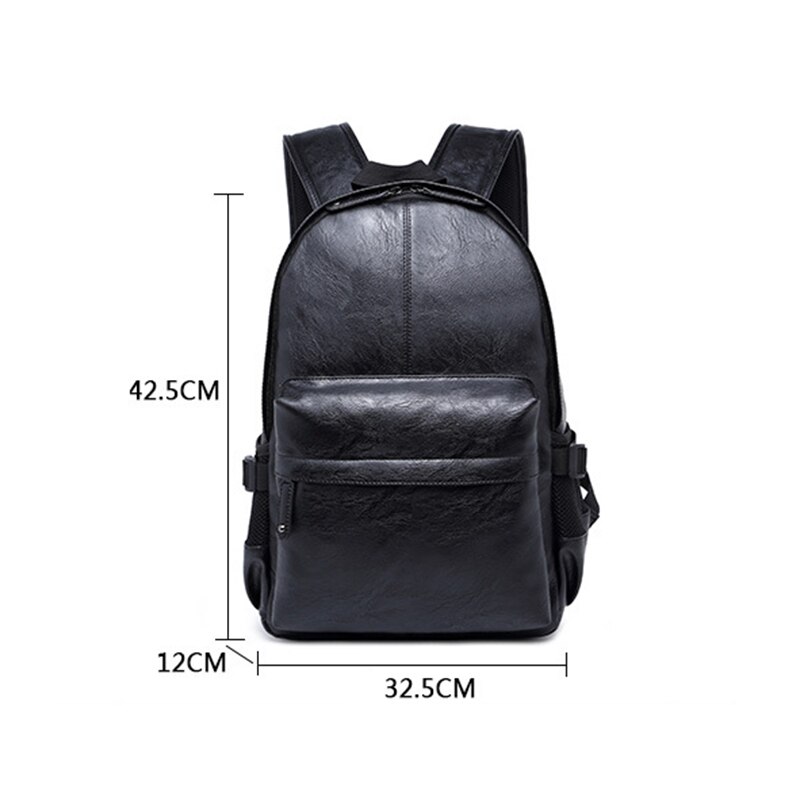 Mochila Vintage de cuero sintético suave para hombre, bolso de hombro antirrobo con doble cremallera, de gran capacidad, informal, para viaje