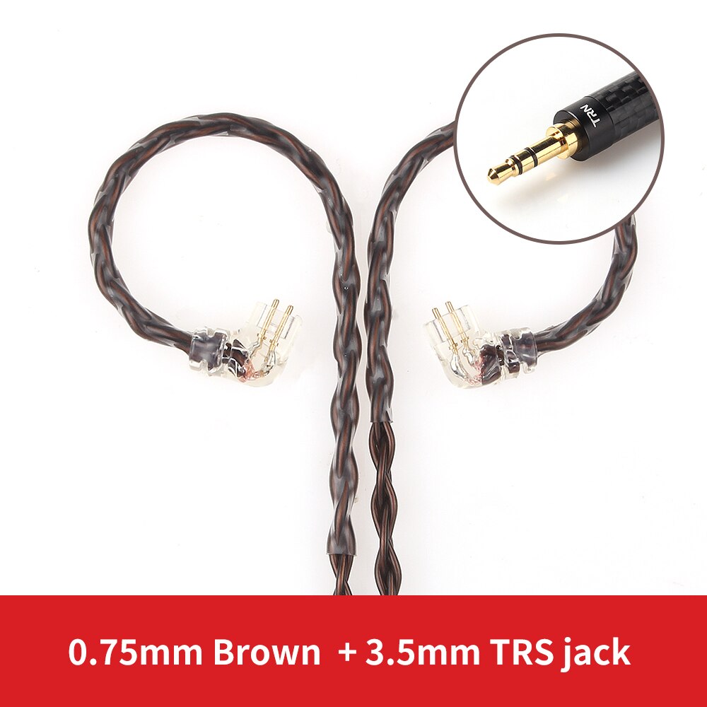 TRN T4 8 Core OCC Single Crystal Copper /3.5MM With MMCX/2PIN Connector Upgraded Earphones Cable For TRN V90 V80 V10 BA5 ST1: T4S 0.75 3.5 MM