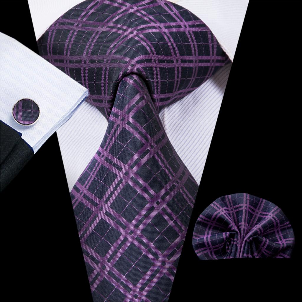 Hi-Tie Paars Solid Paisley Zijde Bruiloft Stropdas Voor Mannen Handky Manchetknoop Mannen Stropdas Set Party business: SN-3009