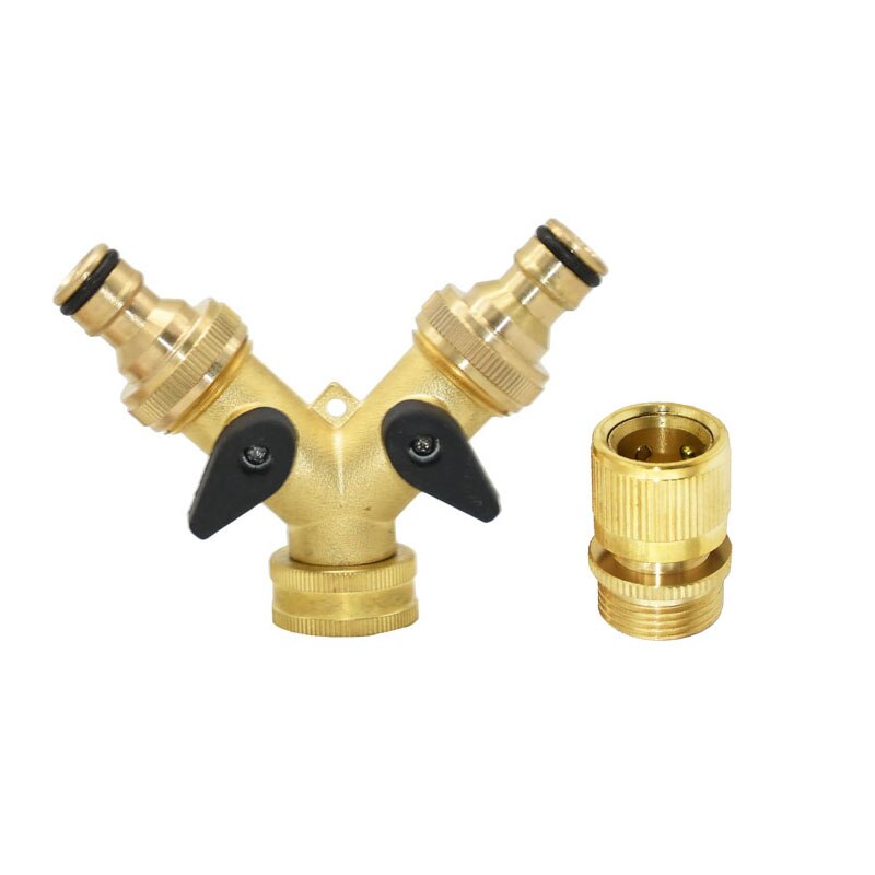 Brass 3/4 inch Y type 2 way Garden tap water splitter cranes 5/8" Irrigation valve drip irrigation adapter 1pcs: D