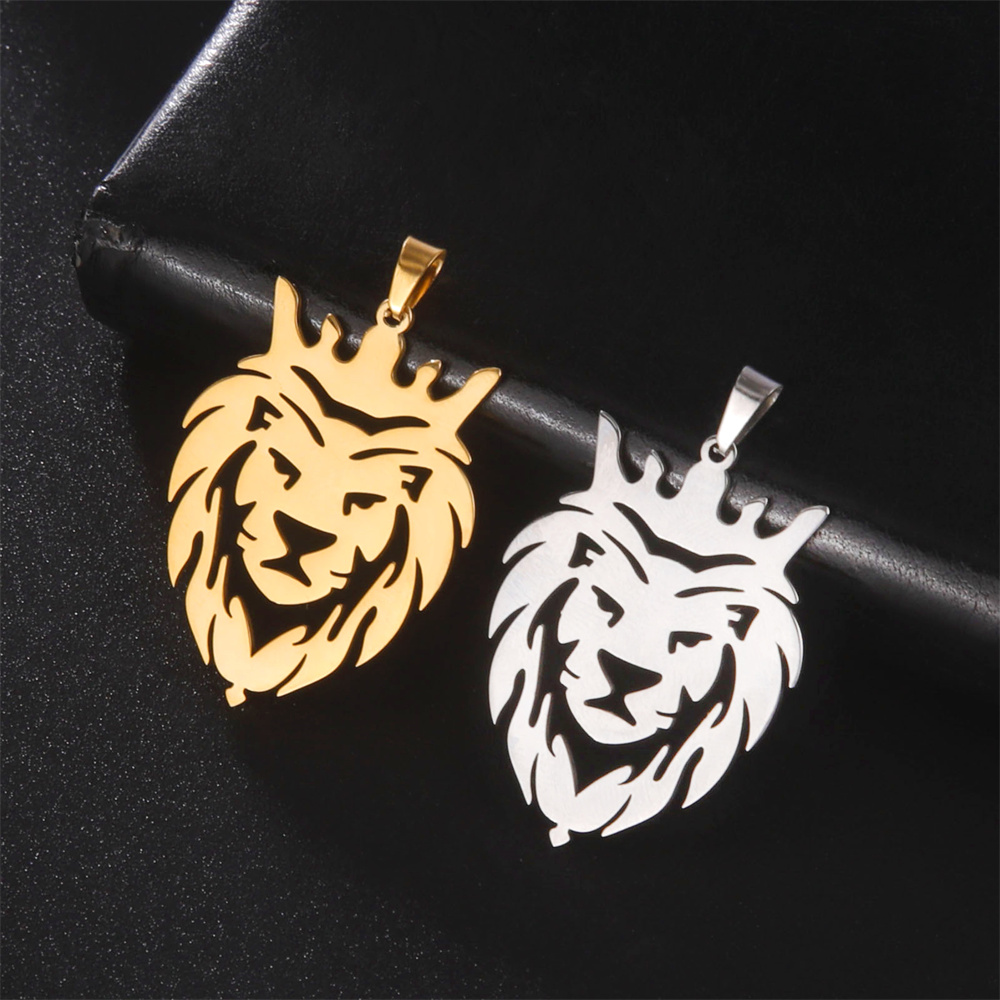 My Shape Roi Lion couronne pendentif collier hommes garçon en acier inoxydable punk animal loup charme collier Hip Hop bijoux,collier garcon enfan,coliers pour enfants garçon de,chaine homme