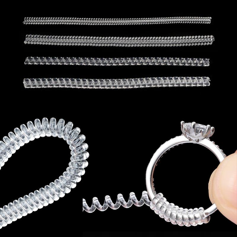 4pcs Jewelry Tools Equipments Ring Adjuster Transparent Spiral Cord Ring Size Adjuster Tightener Reducer DIY Ring Resizing Tools