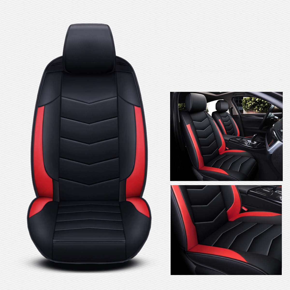Funda Universal de asiento de cuero PU para BMW para Peugeot accesorios de coche protector de asiento delantero para asiento de vehículo: Rojo
