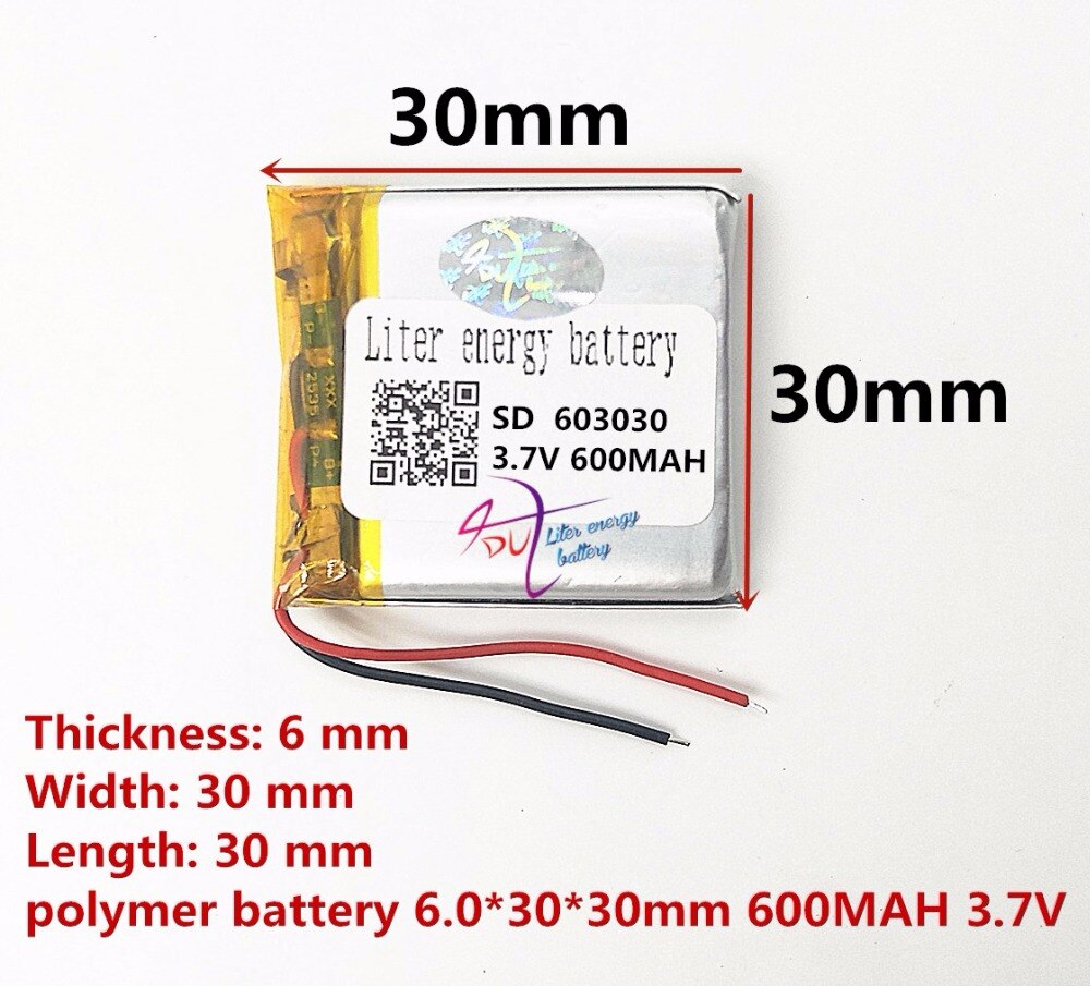 3.7V 603030 600mah bateria litowo-polimerowa robić tachografów głośnikowych zabawek, GPS TK103, zegarki GEOZON