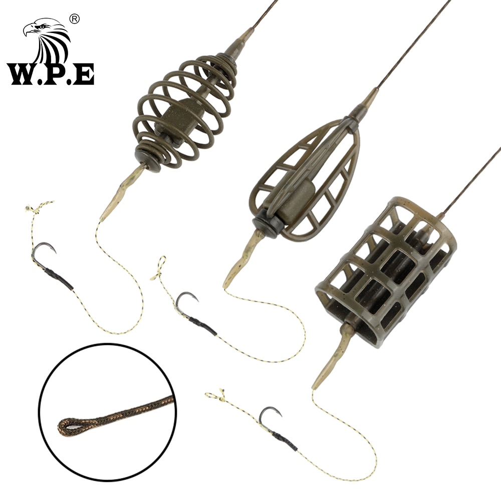 Wpe europa karp fiskerigg hår 1 set handgjord karp fiske rig 40g/50g/60g/70g/80g ledar kärnlinje karp fiske grupp pesca
