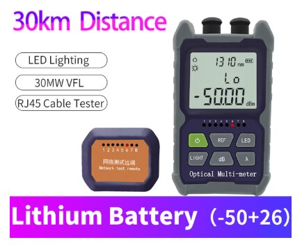 Mini 4 in 1 Optical Power Meter Visual Fault Locator Network Cable Test optical fiber tester 5km 15km 30KMVFL: 50CP-30mw  30KM