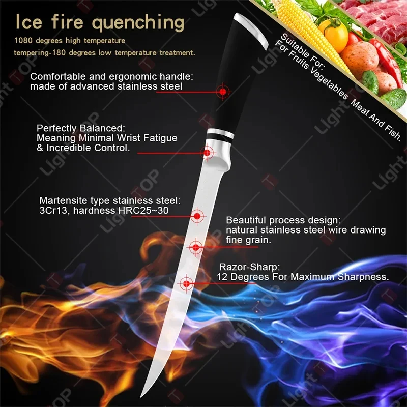 Cuchillo multifuncional de acero inoxidable para deshuesar filete, cuchillos de cocina profesionales, cuchillo para matar pescado, cuchillo para carne, cuchillo para fruta