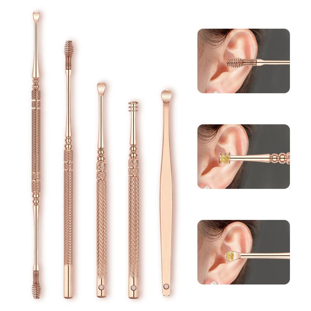Led Licht Oor Wax Verwijderen Remover Kit Schoonmaken Tool Earpick Cleaner Curette Lichtgevende Oor Pick Stalen Lepel Zorg Oor