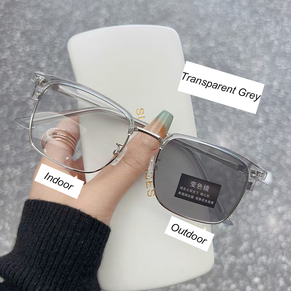 Modne fotochromowe okulary z kwadratowymi oprawkami Przeciw niebieskiemu światłu klasyczny okulary dla kobiet Oświetlenie okulary dla mężczyzn Okulary zmieniające komputer