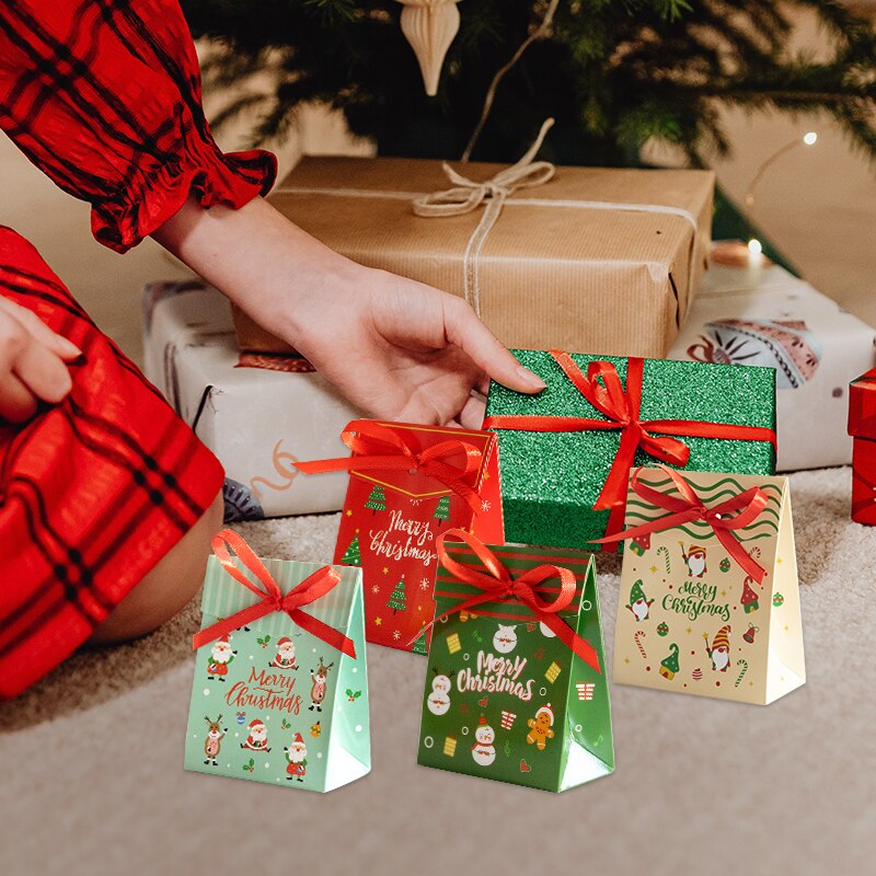 Christmas Advent Calendar Set Countdown Paper Box Winter Party Favor Treats Packaging Candy Pouch Wrap with Xmas Stickers
