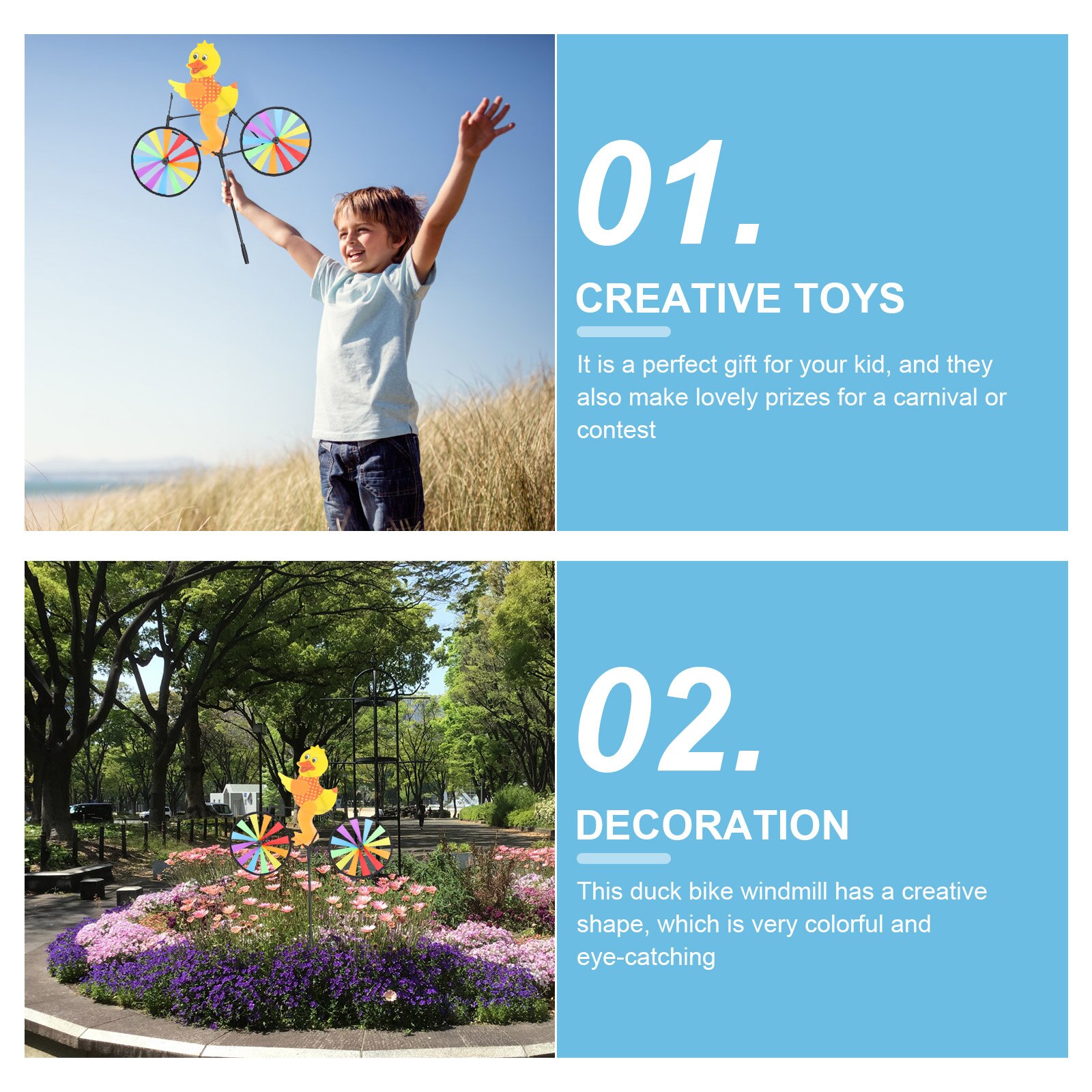 1pc Animal Windmill Decor Duck Pinwheel Duck Wind for Patio Lawn