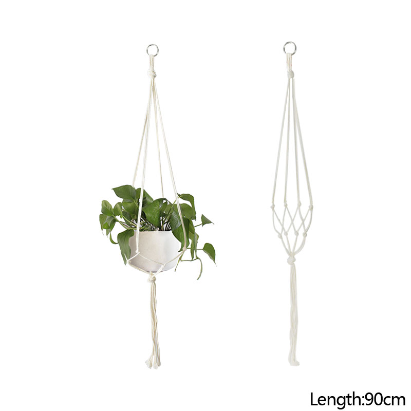 Panier suspendu en corde de coton et de chanvre pour plantes, Pot de fleur en macramé fait à la main, cintre pour plantes, fournitures de décoration intérieure et extérieure pour jardin de maison: Gris clair