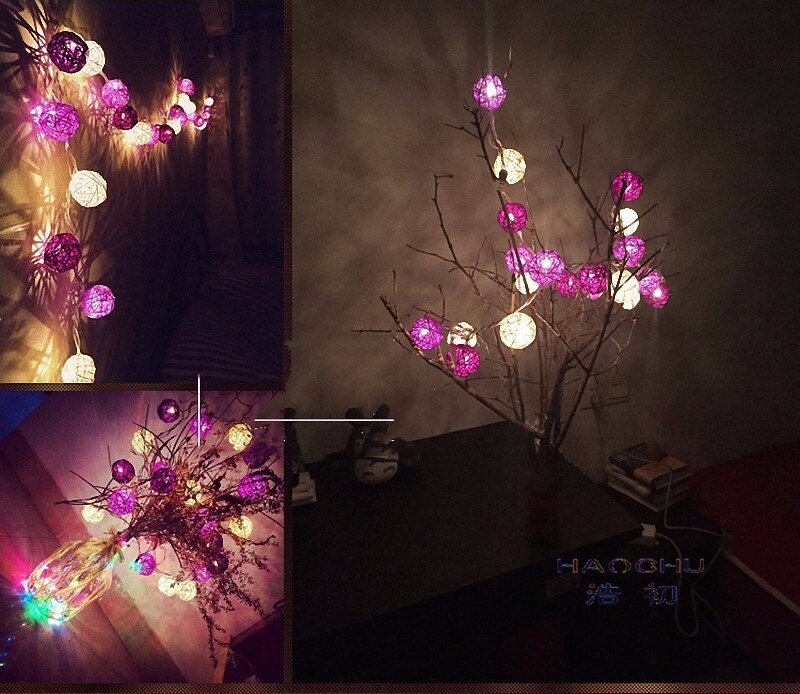Guirlande décorative pour arbre de noël | Guirlande lumineuse en rotin Turquoise, ballon canne d'intérieur à paillettes à piles pour décor de boutique de fête