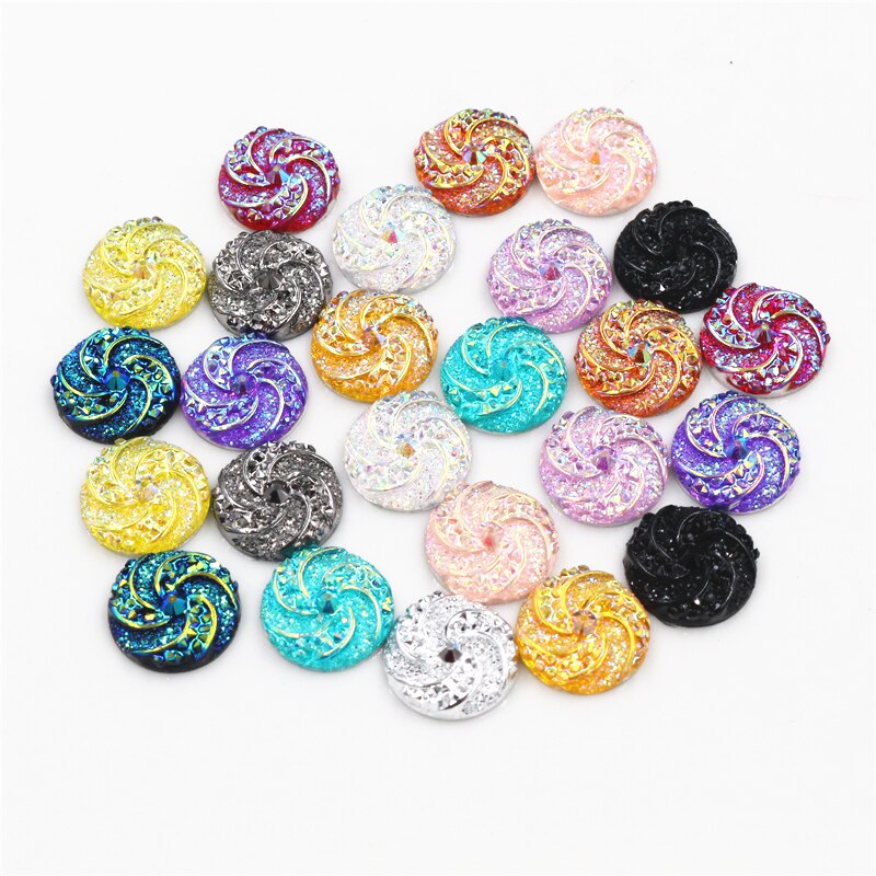 40pcs 12mm Mix Colors Windmill Style Flat back Resin Cabochon For Bracelet Earrings accessories: Mix G7-16