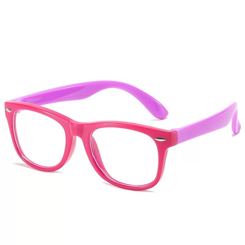 2022 Clear Eyeglasses for Kids Retro Girl and Boy Transparent Eye Glasses Frames Monturas De Lentes Mujer 2102-1: rose red
