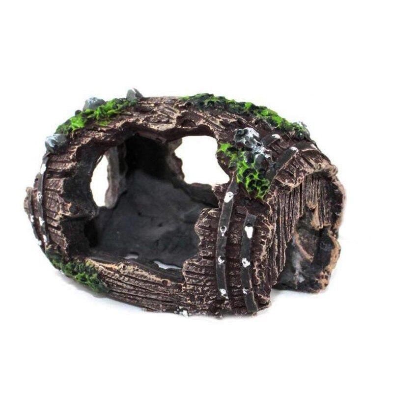 Reptiles Hiding Cave Resin Wind Barrel Decoration Ornament Hideout House for Lizard Geckos for small reptiles
