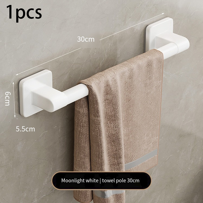 Towel Rack Bathroom Shelf No Punching Required Bathroom Accessories Organizer Items Organizers Shelves Wall Hardwar Fixture: WHITE