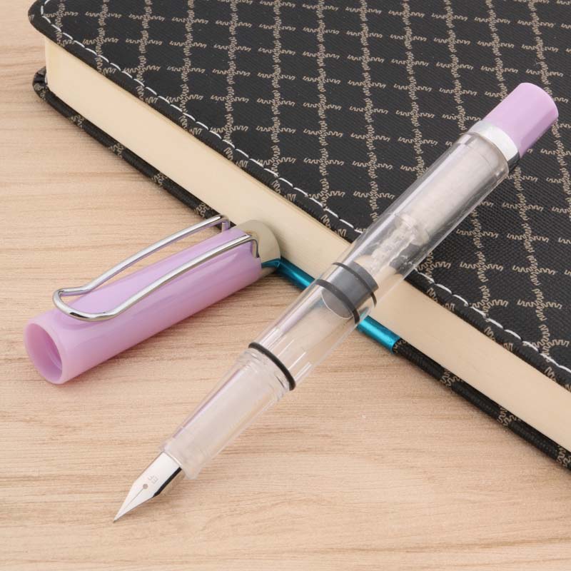 Lightweight Fountain Pen piston High capacity pen style School Student Office Stationery: purple