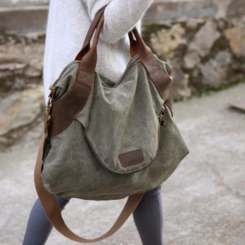 Cosimo Perla Canvas Tote Bag - Large Hobo Shoulder Bag for Women - Casual Everyday Shopping Purse