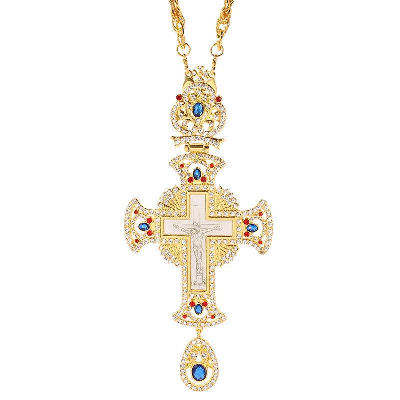 Orthodoxe Borstvinnen Katholieke Kruisbeeld Jezus Maagd Maria Cross Hanger Ketting Religieuze Badge Sieraden Pastor Gebed Items