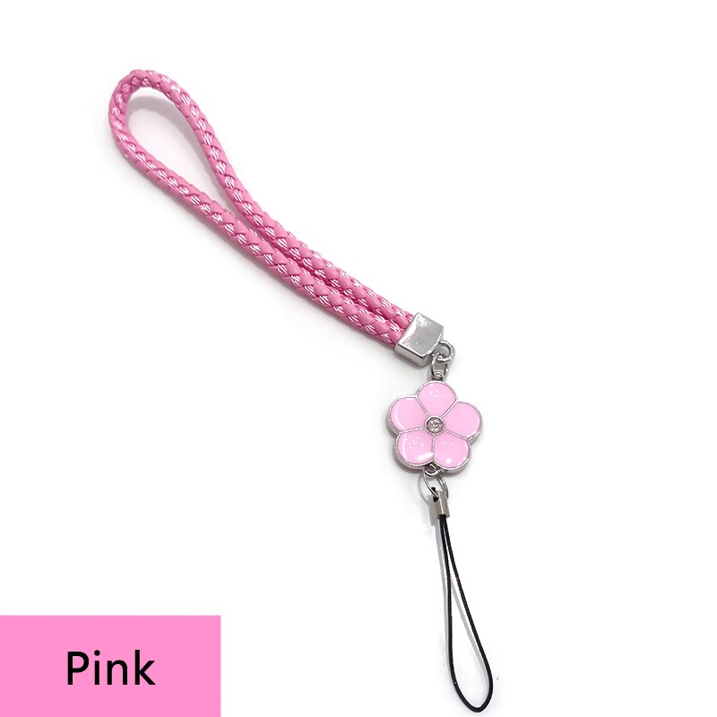 10 Colors Phone Braided Lanyard for Keys ID card USB stick Cell Phone Strap flower Weave rope Non-slip Short Lanyards Universal: Pink