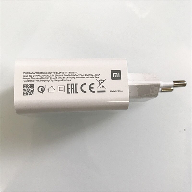 XIAOMI Mi 9 QC4.0 27W Usb Fast Charger Quick Turbo Charge Adapter Type C Cable for Mi CC9 Pro 9T Pro Max 3 Redmi K20 Note7 8 Pro: EU Charger