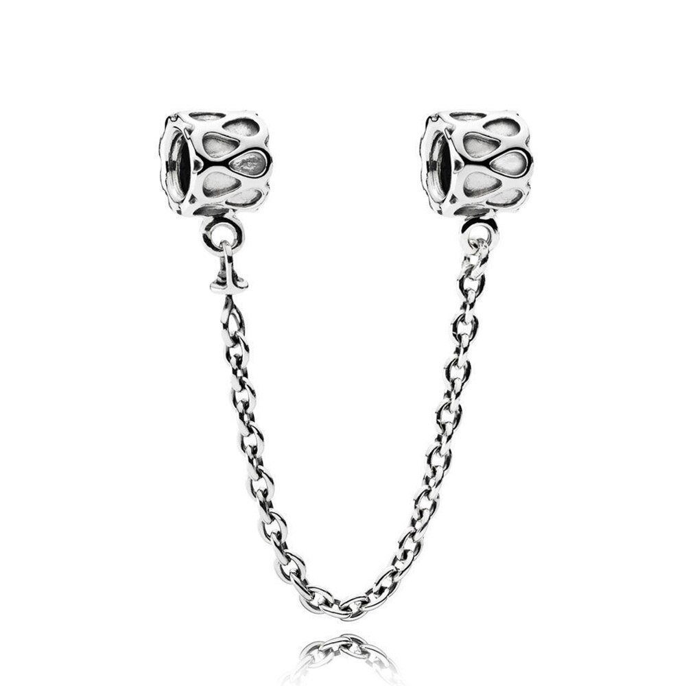 PDB 01 100% 925 sterling silver Logo rose badge raindrop family forever gesture safety chain for charm bracelet