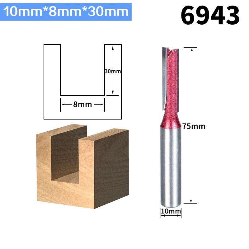 Huhao 1 stk fræser til træ 6mm 8mm 10mm 12mm industrielt lige bor træbearbejdningsværktøj wolfram endefræser: 10mm x 8mm x 30mm
