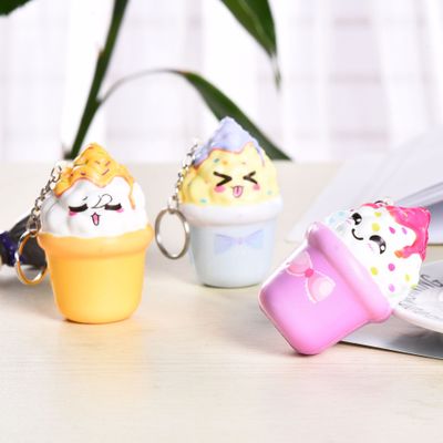 Simulation Perfume Flavor Food Keychain Girl Bag Pendant French French Fries Ice Cream Pizza Decompression Slow Rebound Toy: B