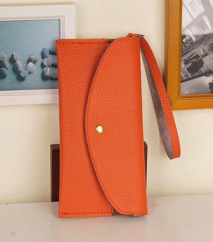 Dünne umschlag-geldbörsen für damen aus spaltleder im koreanischen stil, dünne umschlag-clutches für damen