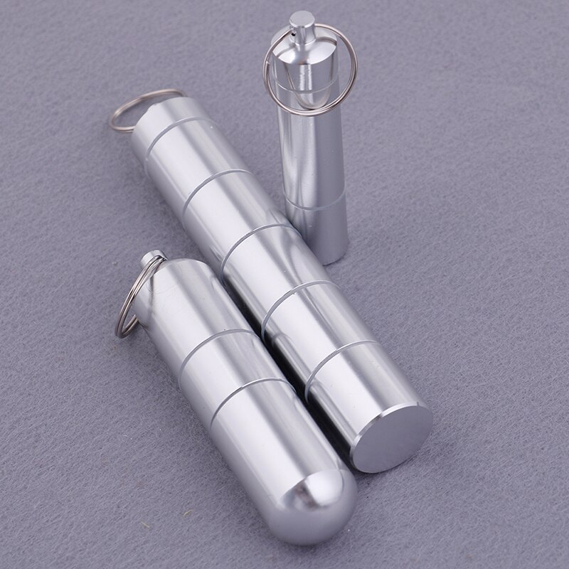 Kapselformet aluminium pilleetui nøglering vandtæt udendørs lomme pilleholder beholder delikat sæl medicin organiseringsboks