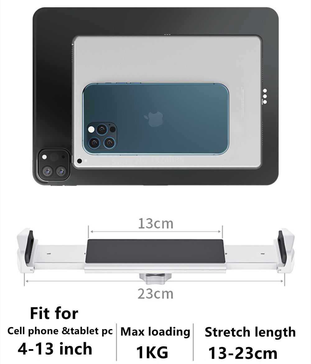 Desktop Adjustable Long Arm Foldable Tablet Stand Aluminum Cell Phone Holder Multi-angle Rotation 4-13'' Bed Table iPad Stand