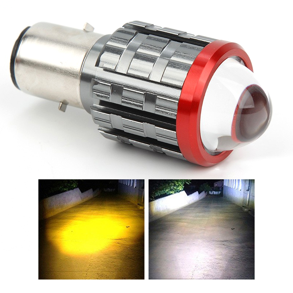 H4 LED motocicleta H6 LED Moto faro blanco amarillo bombillas lente lámpara de haz alto y bajo lámpara de motocicleta Scooter triciclo: Azul hielo